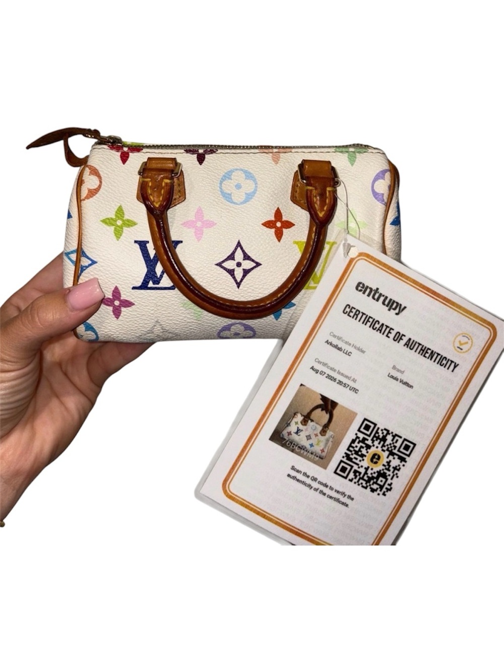 Louis Vuitton x Takashi Murakami Multicolore Mini Speedy HL Blanc